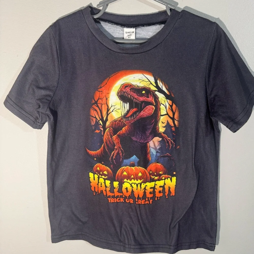 TWO Halloween Kids Shirts!! – Pokémon Pikachu (S) & T-Rex Shein (6Y) - Picture 6 of 7
